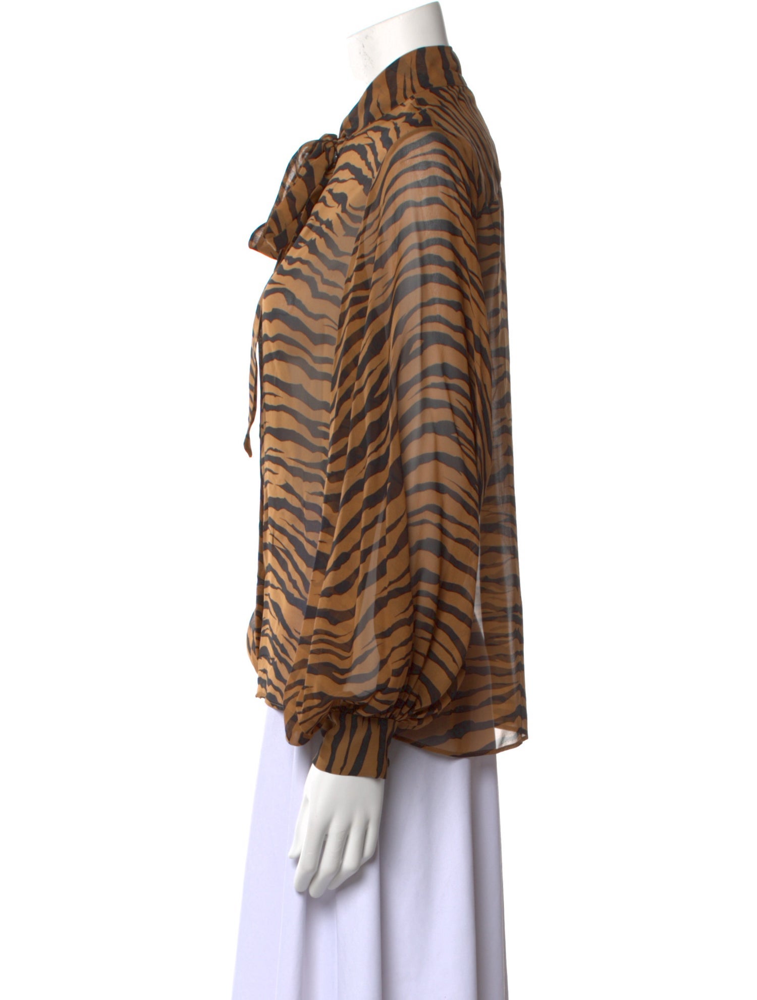 Nili Lotan Silk Animal Print Button-Up Top